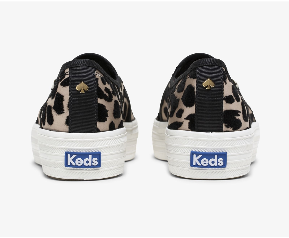 Womens Keds Slip Ons - Kate Spade new york Triple Decker Flocked Leopard - Leopard - 7184-SYBWF